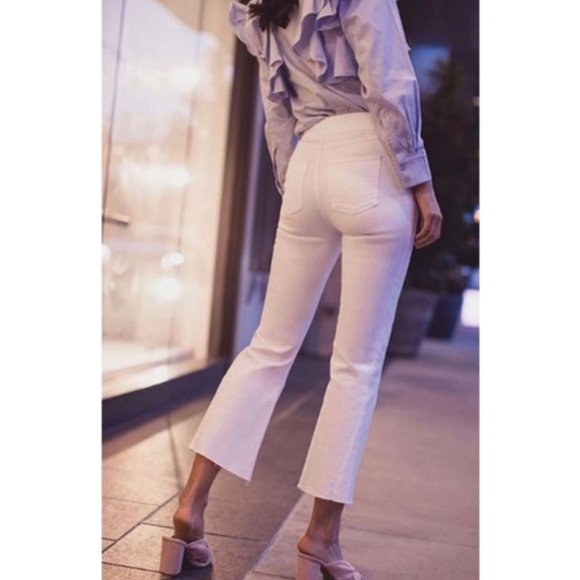 Spanx Distressed Cropped Flared Denim Jeans - Picture 1 of 6